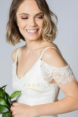 Bohemian Sheath V-Neck Spaghetti Straps Lace Bridal Wedding Dresses