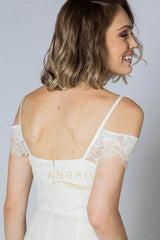 Bohemian Sheath V-Neck Spaghetti Straps Lace Bridal Wedding Dresses