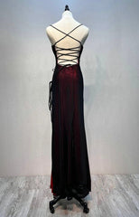 Aimishang Dress Wholesale Black And Red Mermaid Straps Long Evening Paty Dress Prom Dress With Slit