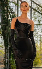 L0987 - Robe formelle de soirée de bal de promo sirène drapée asymétrique Couture