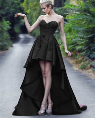 Lace Embroidery Sweetheart Satin Prom Dresses Front Short Long Back
