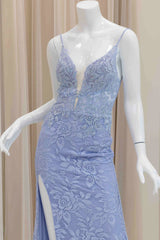 Aimishang Dress Wholesale Lavender Lace Sexy Long Prom Dress Charming Evening Party Dress With Slit