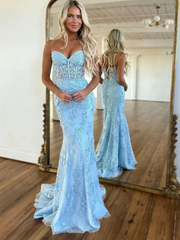 2024 Long Mermaid Purple Lace Prom Dresses Violet Strapless Formal Dress
