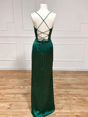 Mermaid Satin Long Prom Dress With Side Slit, AST881