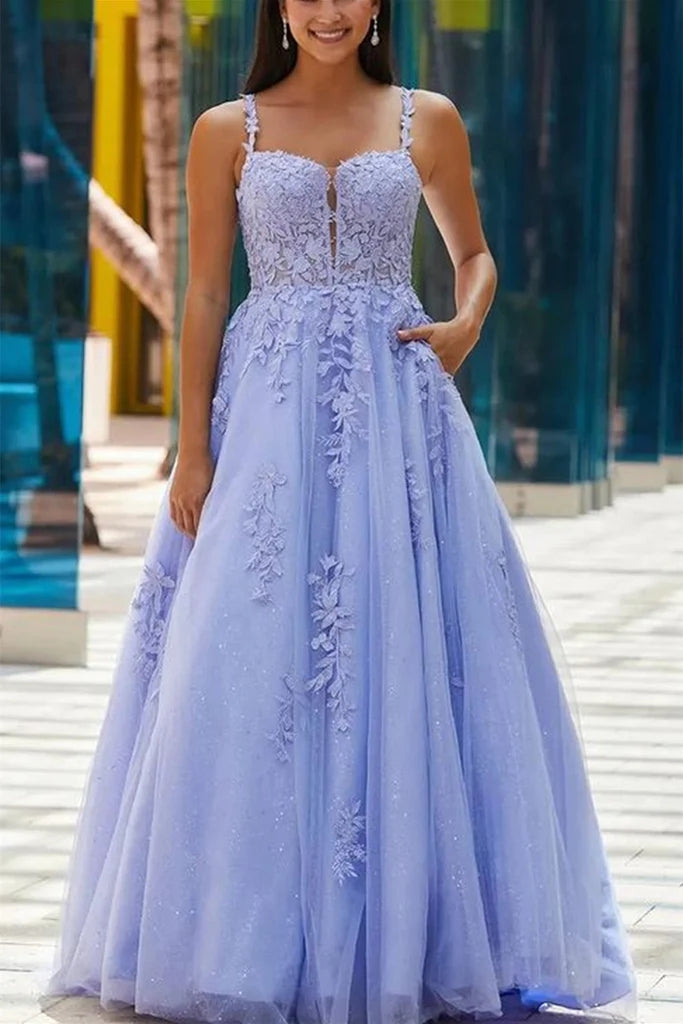 2024 Long Lace Prom Dresses with Pockets V Neck Cheap Formal Evening Dresses