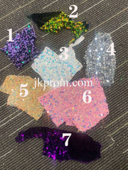 2024 Long Red Puff Sleeves Prom Dress Sparkly Sequined with Side Slit