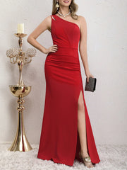 Tight corset pleated shoulder length gown evening dresses