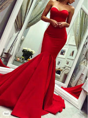 Aimishang Mermaid Evening Gown Minimalist Dress Valentine's Day Wedding Guest Court Train Sleeveless Strapless Simple Party Dress with Pleats Masquerade Dress