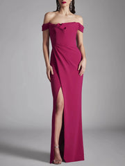 A-line/Princess strapless sleeveless ruffled edge floor mopping evening dress