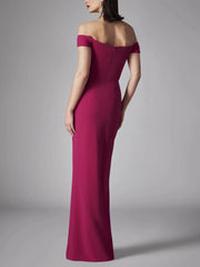A-line/Princess strapless sleeveless ruffled edge floor mopping evening dress