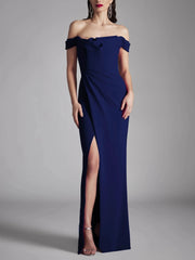 A-line/Princess strapless sleeveless ruffled edge floor mopping evening dress