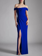 A-line/Princess strapless sleeveless ruffled edge floor mopping evening dress