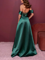 A-line/Princess Strapless Sleeveless Applique Evening Dress