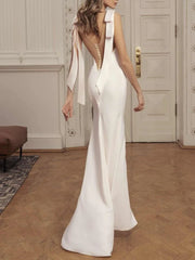 Ruffled edge tight fitting/cylindrical gemstone collar sleeveless and ground evening dress