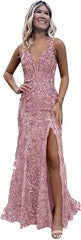 Women's Sparkly Sequin Mermaid Prom Dresses for Teens V Neck Long Formal Evening Party Dresses with Slit Wholesale