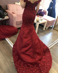 Mermaid Off Shoulder Evening Dress Lace Embroidery