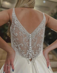 Aimishang Wedding Dress Noble A-line V-Neck Chapel Train Satin With Beading