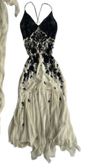 Chiffon Black Lace Prom Dress Spaghetti Strap Long Dresses, AST919