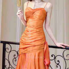Aimishang Elegant Blue Ruffled Tiered Maxi Dress Long Prom Dress Charming Evening Party Dress Orange Women's Dresses