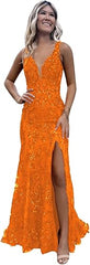 Women's Sparkly Sequin Mermaid Prom Dresses for Teens V Neck Long Formal Evening Party Dresses with Slit Wholesale