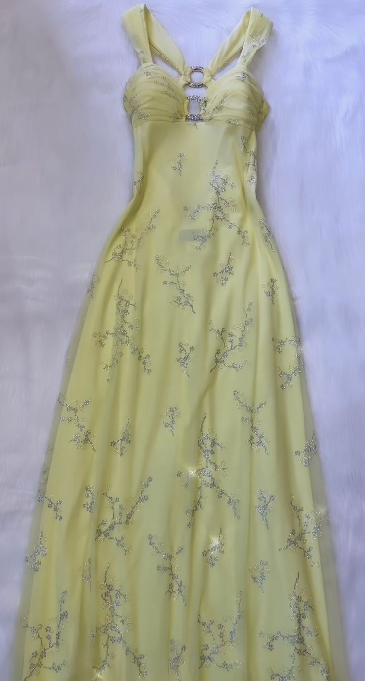 Pretty A Line Straps Yellow Chiffon Prom Dresses Long Evening Gowns P2313