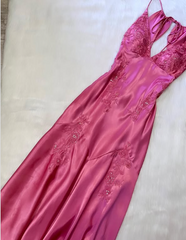 Beautiful A Line Spaghetti Straps Green Long Prom Dresses Backless Satin Evening Gowns P2314