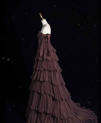 Chic Ball Gown Off The Shoulder Long Sleeves Evening Dress Tulle Long Prom Dresses P2340