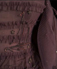 Chic Ball Gown Off The Shoulder Long Sleeves Evening Dress Tulle Long Prom Dresses P2340