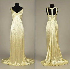 Modest A Line V Neckline Yellow Satin Beads Long Party Dress Prom Dresses P2341