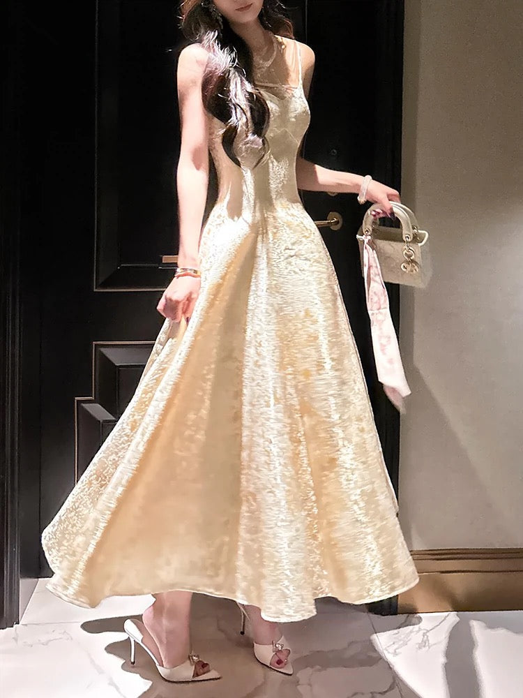 Pretty A Line Spaghetti Straps Lace Satin Prom Dresses Evening Gowns P2349