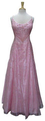 Chic A Line Spaghetti Straps Pink Long Evening Dress Beads Long Prom Dresses P2358