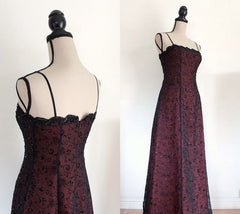Chic A Line Spaghetti Straps Burgundy Tulle Evening Dress Long Prom Dresses P2374