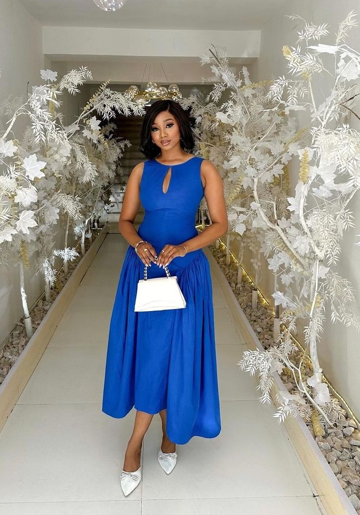 A line Scoop Neckline Royal Blue Satin Evening Dress Party Dress Prom Dress P2408