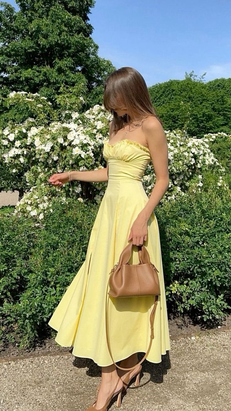 Modest A line Sweetheart Yellow Chiffon Slit Prom Dresses Birthday Outfits P2436