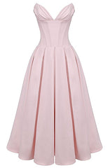 Simple A line Sweetheart Pink Satin Evening Party Dress Prom Dresses P2470