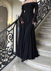 Stunning Black Off-the-shoulder Mermaid Prom Dress Birthday Outfits P461