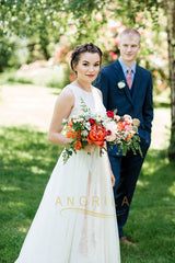 Two Piece A-Line/Princess Scoop Neck Lace Wedding Dress