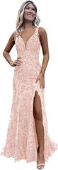 Women's Sparkly Sequin Mermaid Prom Dresses for Teens V Neck Long Formal Evening Party Dresses with Slit Wholesale