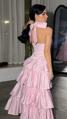 Pink Prom Dress For Women, Senior/Junior Party Dress, Ruffle Evening Gown, AST1736