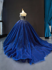 2024 Crystals Sequined Navy Blue Quinceanera Dresses Ball Gown Wedding Dresses