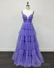 Spaghetti Straps Tiered Tulle Ball Gown Dress