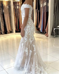 Elegant Lace Appliques Mermaid Dresses Off Shoulder