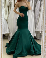 Mermaid Sweetheart Ruffles Satin Prom Dresses
