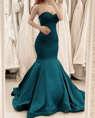 Mermaid Sweetheart Ruffles Satin Prom Dresses