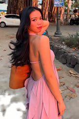 Puffy Pink Chiffon Beach Party Dress, Senior Prom Dress For Women, AST1735