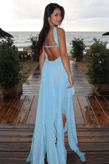 Puffy Pink Chiffon Beach Party Dress, Senior Prom Dress For Women, AST1735