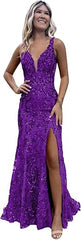 Women's Sparkly Sequin Mermaid Prom Dresses for Teens V Neck Long Formal Evening Party Dresses with Slit Wholesale