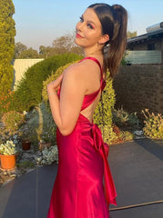 Aimishang Elegant Prom Dresses V Neck Mermaid Long Prom Dress Satin Evening Party Gowns Formal Dress