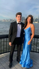 Blue Straps Open Back Mermaid Evening Dress Prom Dresses Charming Party Dress Wholesale