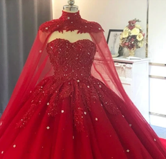 2024 Red Ball Gown Wedding Dresses Crystals Sweet 16 Quinceanera Dress